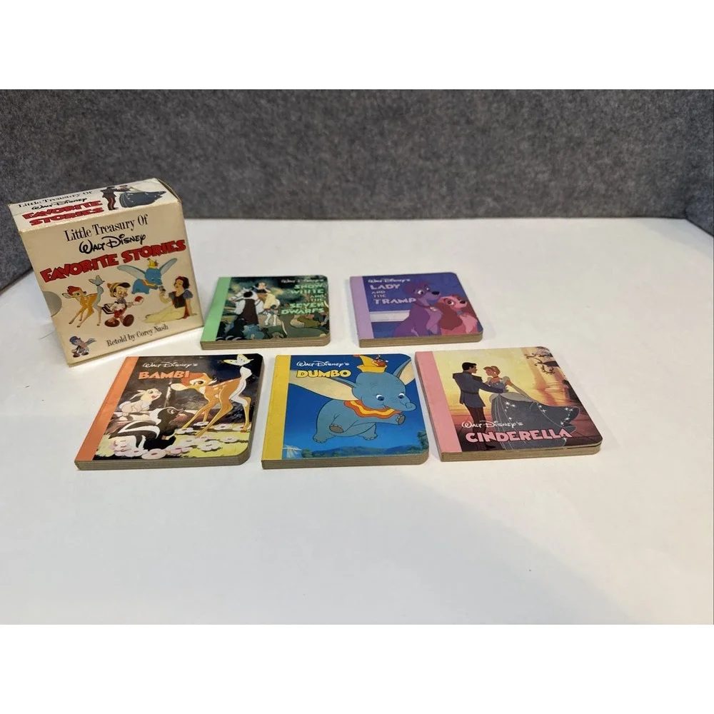 1986 Little Treasury of Walt Disney Favorite Stories 5 Books Only Set Incomplete